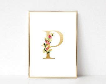 Letter P Floral Monogram Printable Letter Nursery Art Etsy