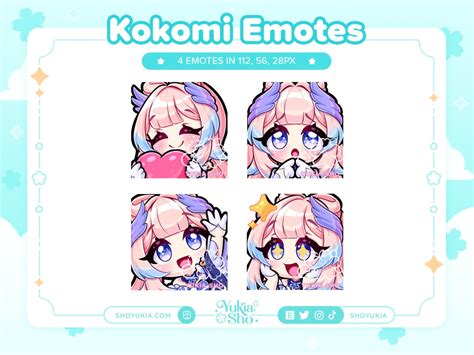 Kokomi Emote Set For Twitch Discord Custom Twitch Emotes Etsy India