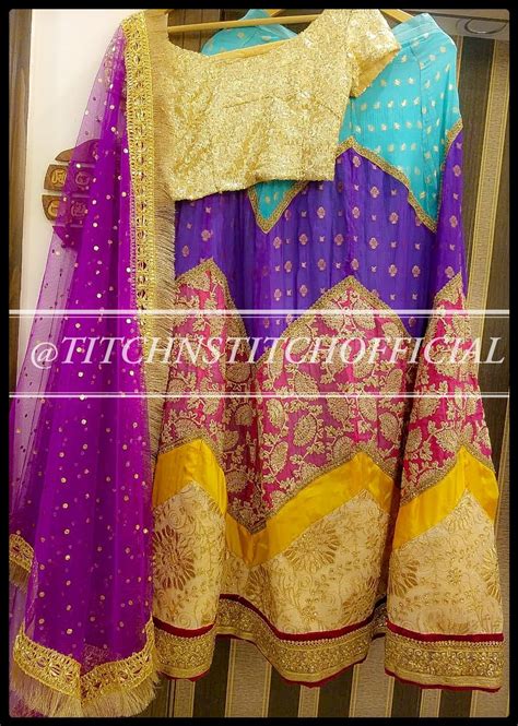 Multi Colored Embroidered Chiffon Lehanga Stitch Color Embroidered