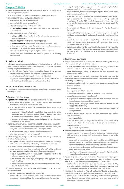 SOLUTION: Psychological assessment chapter 7 utility - Studypool