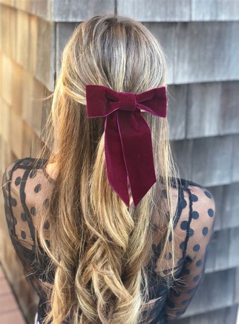 Bordeaux Maroon Velvet Hair Bow Barrette Etsy In Velvet Hair