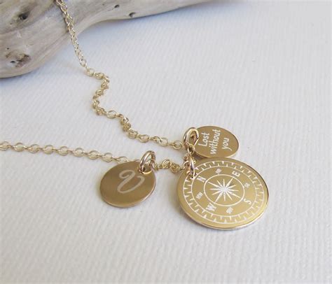 Gold Compass Necklace Personalized Compass Best Friend