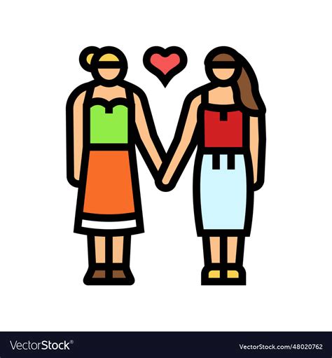 Lesbian Lgbt Couple Love Color Icon Royalty Free Vector
