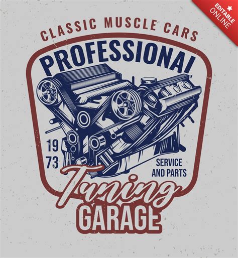 Muscle Car Engine Garage T Shirt Design Template Free Design Template