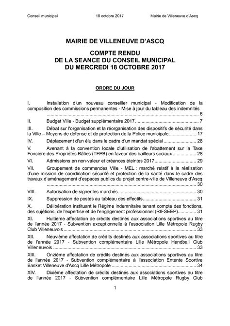 Calaméo 18 octobre 2017 procès verbal du conseil municipal