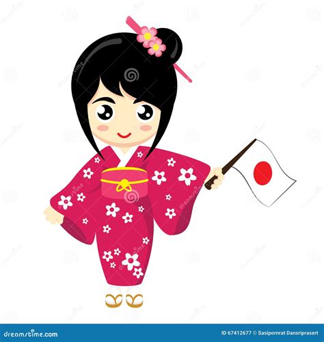 Girl Japan Stock Vector Illustration Of Blossoms Japan 67412677