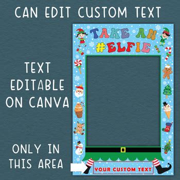 Christmas Photo Prop Frame Take An Elfie Elf Selfie Photo Booth Frame