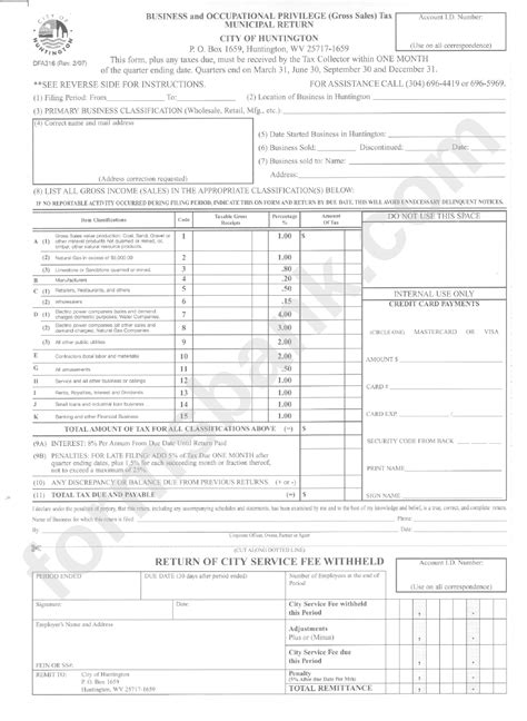 Business And Occupational Privilege Gross Sales Tax Municipal Return