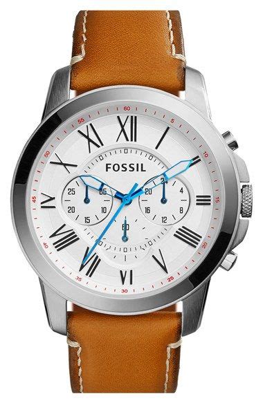 Fossil Grant Round Chronograph Leather Strap Watch 44mm Nordstrom Fossil Watches For Men