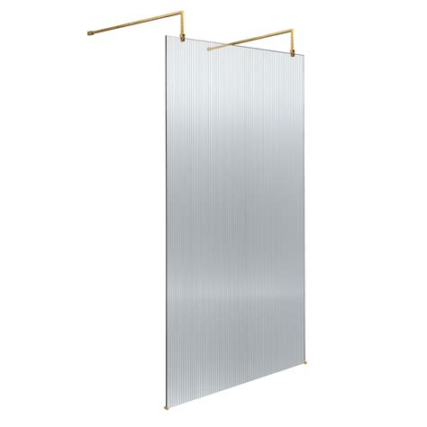 Hudson Reed Fluted Wetroom Screen With Arms And Feet 900mm Brushed