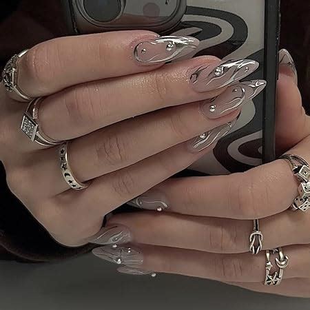Amazon Babalal Coffin Press On Nails Long French Tip Fake Nails Nude Glossy Glue On Nails