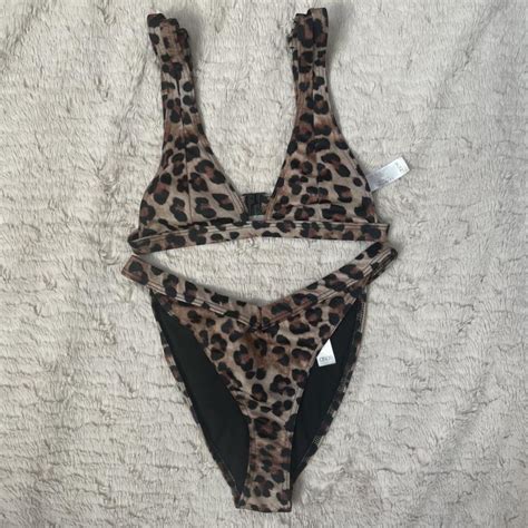Cheetah Print Bikini Set From ASOS High Leg Depop
