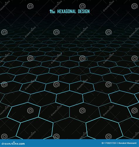 Abstract Blue Hexagonal Pattern Design On Black Template Background