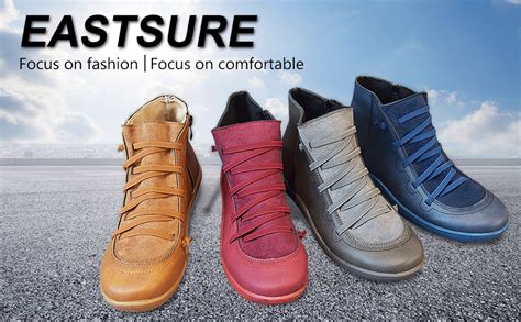 Eastsure 2019 New Women S Arch Support Boots Fashion Side Zipper Damping Flat