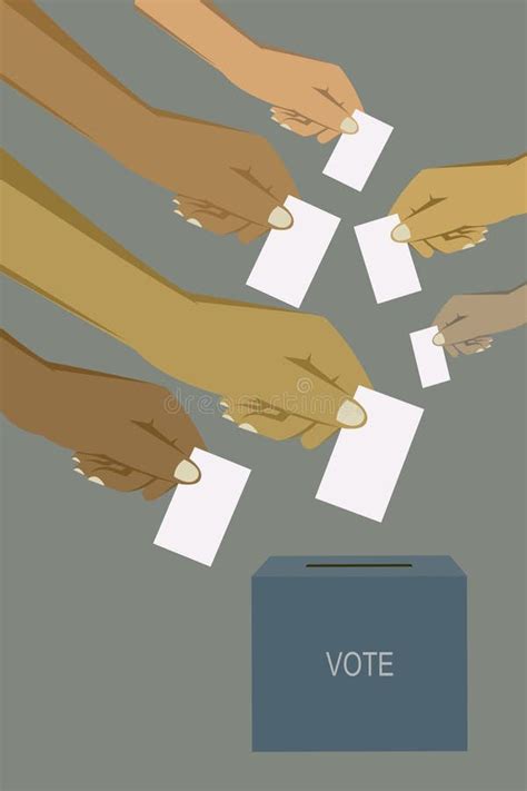 Hands Casting Votes In The Ballot Box Stock Vector Illustration Of