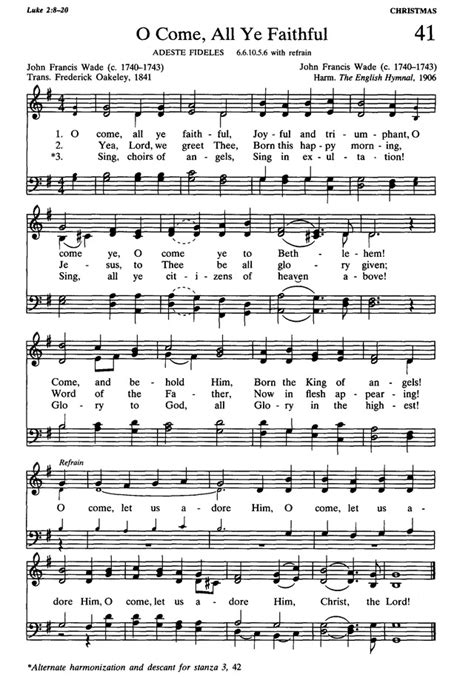 O Come All Ye Faithful Lyrics Printable