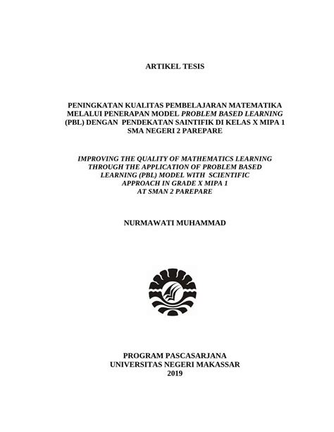 Pdf Artikel Tesis Peningkatan Kualitas Pembelajaran Eprints Unm Ac