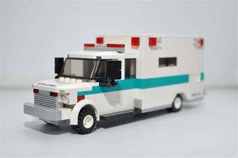 Ambulance Emt Medic Turquoise White Custom Model Compatible With Lego