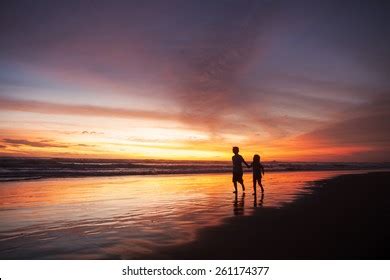 Silhouette Happy Children Playing On Beach Stock Photo 261174377 | Shutterstock