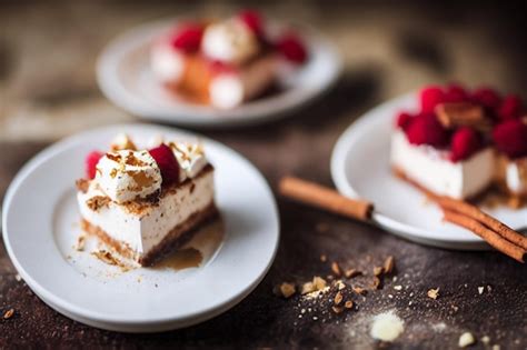 Tres Postres Sobre Una Mesa Uno Con Nata Montada Y El Otro Con Nata