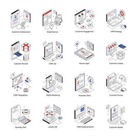 Trendy CRM Solutions Isometric Icons 19547213 Vector Art at Vecteezy