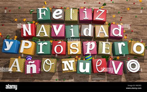 Greeting card: Feliz Navidad y Prospero Ano Nuevo, White letters on ...