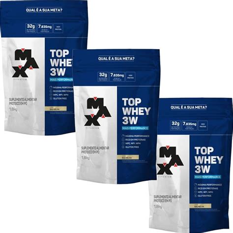 Kit X Top Whey W Mais Performance G Refil Baunilha Max