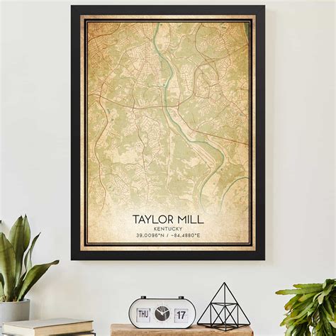 Vintage Taylor Mill Kentucky Map Poster Modern Home Decor Wall Art