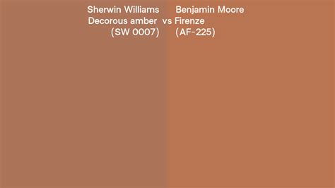 Sherwin Williams Decorous Amber Sw Vs Benjamin Moore Firenze Af