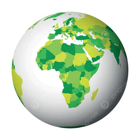 3d Earth Globe With Green Political Map Of Africa Vector Illustration Vector Ocean Geographic