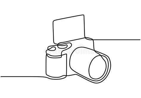 Mirrorless Digital Camera One Line Drawing Vector Illustration