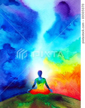 Human Meditate Mind Mental Health Yoga Chakra Stock Illustration