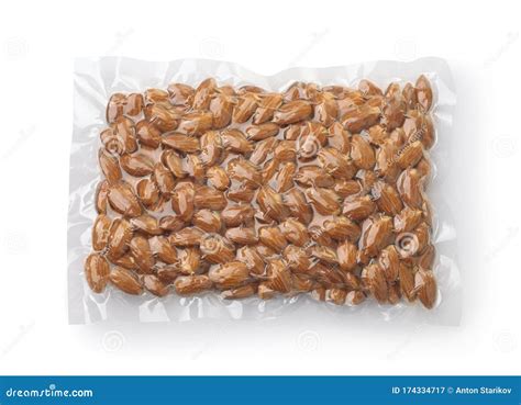 Vacuum Plastic Bag Of Almonds Stock Image Image Of Closeup Packet