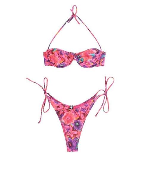 Reina Olga Synthetic Penny Side Tied Bikini Set In Pink Lyst Canada