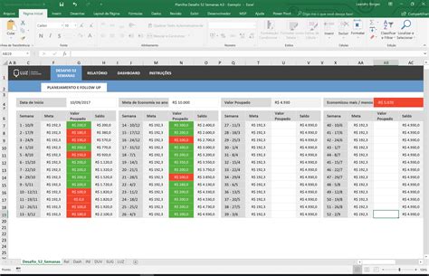Planilha Desafio 52 Semanas em Excel - Planilhas Prontas