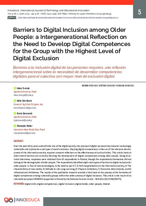 Pdf Barriers To Digital Inclusion Among Older People A