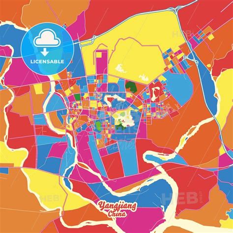 Yangjiang, Guangdong, China Crazy Colorful Map Print Template in 2022 ...