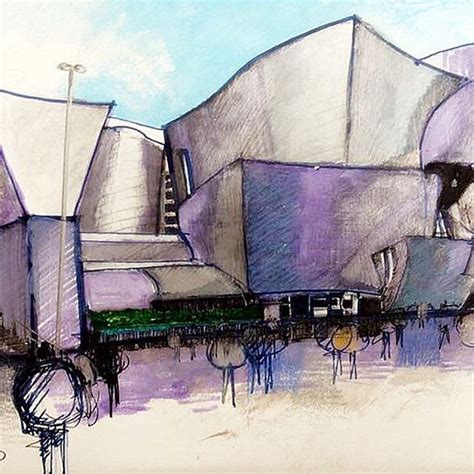 Colourful Drawing Of The Guggenheim Bilbao By Carlos Hernandez Via