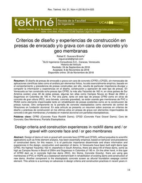 Criterios De Dise O Y Experiencias De Construcci N En Presas De