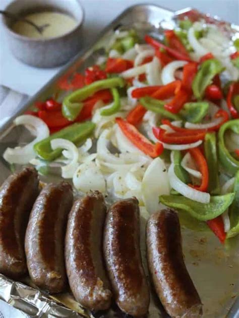 Baked Italian Sausages With Peppers And Onions Simply Made Eats