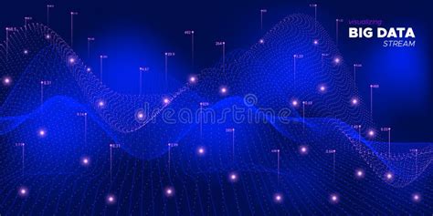 Wave Complex Big Data Neon Particle Matrix Stock Vector Illustration