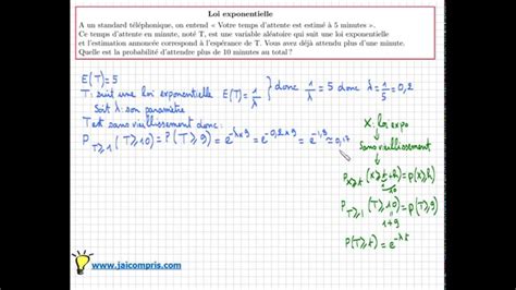 loi exponentielle exercice Temps d attente espérance