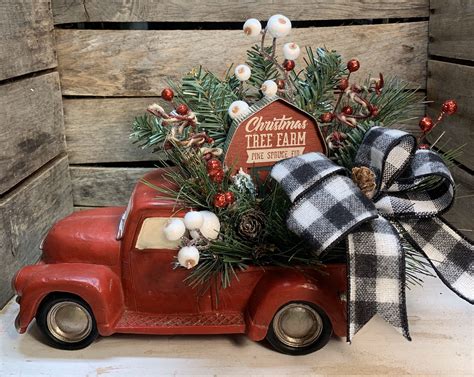 Vintage Red Truck Christmas Decor