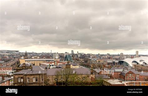 A view across the skyline of the city of Newcastle-upon-Tyne from ...