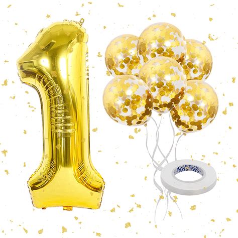 Kainsy Inch Number Balloon Giant Gold Digit Foil Balloons Confetti