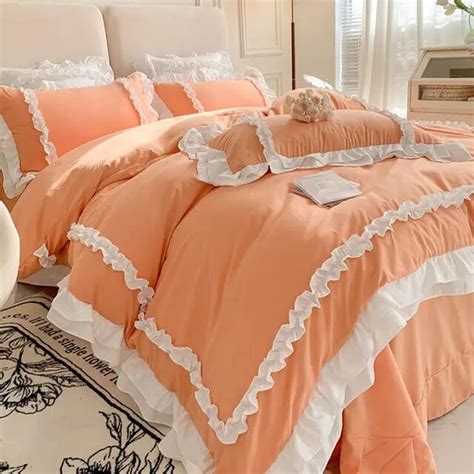 Ins Korean Princess Bedding Kawaii Ruffle Lace Bed Skirt Duvet Cover