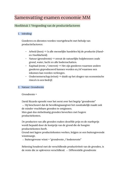 Samenvatting Examen Economie Mm Samenvatting Examen Economie Mm