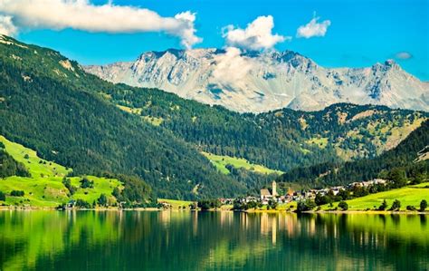 Premium Photo Reschen Am See Or Resia A Village On Lake Reschen In