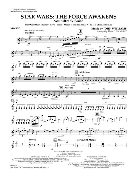 Star Wars The Force Awakens Soundtrack Suite Violin Sheet Music