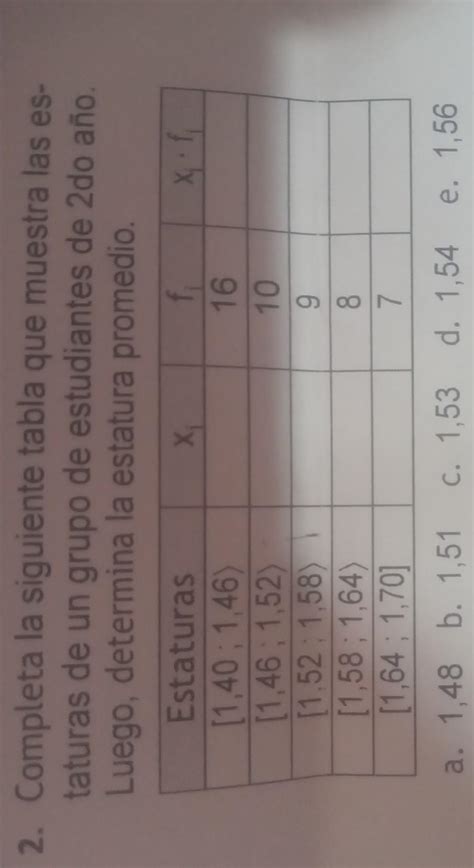 Ayuda Porfavor 2 Completa La Siguiente Tabla Que Muestra Las